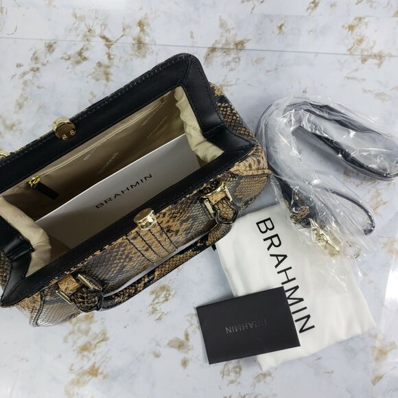 Brahmin Handbag Felix Mini Layla Satchel Purse, Coffee Animal Print - Picture 5 of 8